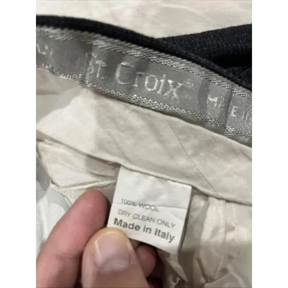 GORGEOUS SAINT CROIX MENS DRESS PANTS 36x27 CHARCOAL 100% WOOL MADE IN ITALY VGC